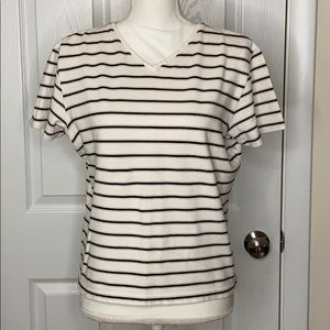 Cream and Black Stripped Tee